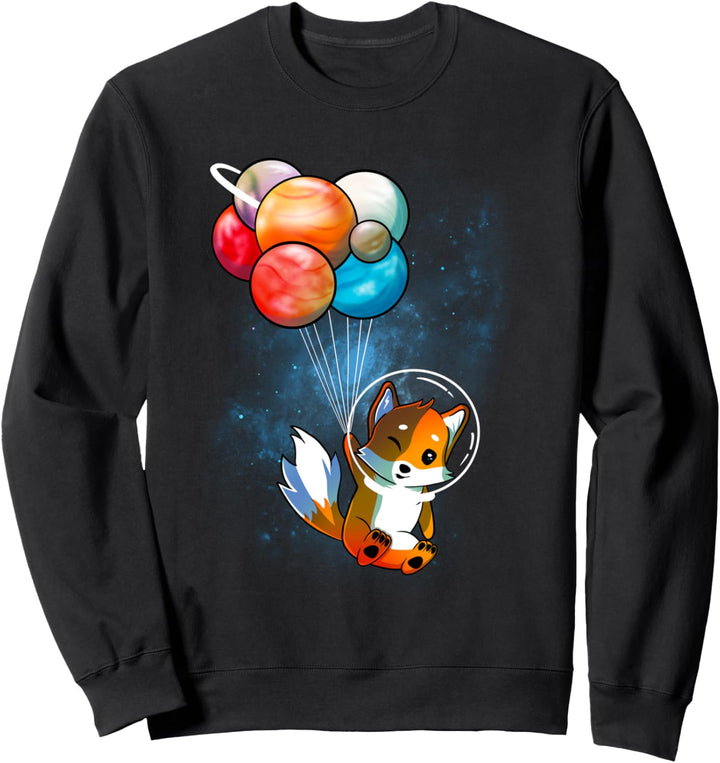 Fuchs, Weltraumballon, Planeten, Universumsreisen Sweatshirt