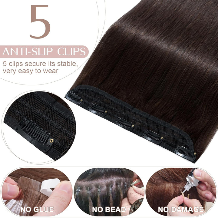 SEGO Clip in Extensions Haarverlängerungen Remy Echthaar 7A ein Teilig Haarteil 100% Human Haar Glat