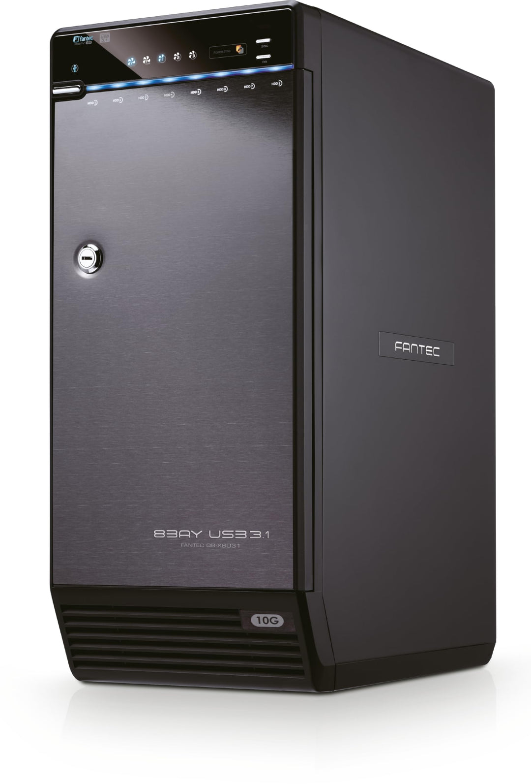 FANTEC QB-X8U31 8fach USB3.2 Gen2 Festplattengehäuse für 8X SATA 3,5/2,5 Zoll HDDs oder SSDs, Transf