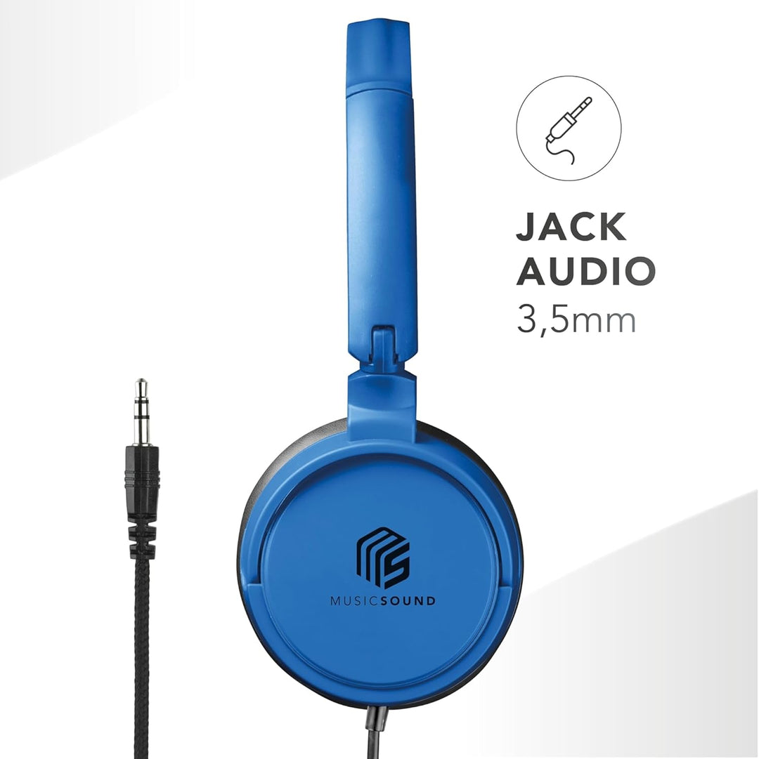 Music Sound | Bügelkopfhörer mit Kabel Over Ear Basic | On-Ear-Kopfhörer Faltbarer Kopfbügel mit 1,2