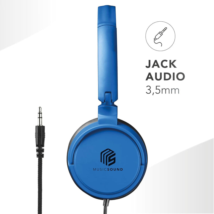 Music Sound | Bügelkopfhörer mit Kabel Over Ear Basic | On-Ear-Kopfhörer Faltbarer Kopfbügel mit 1,2