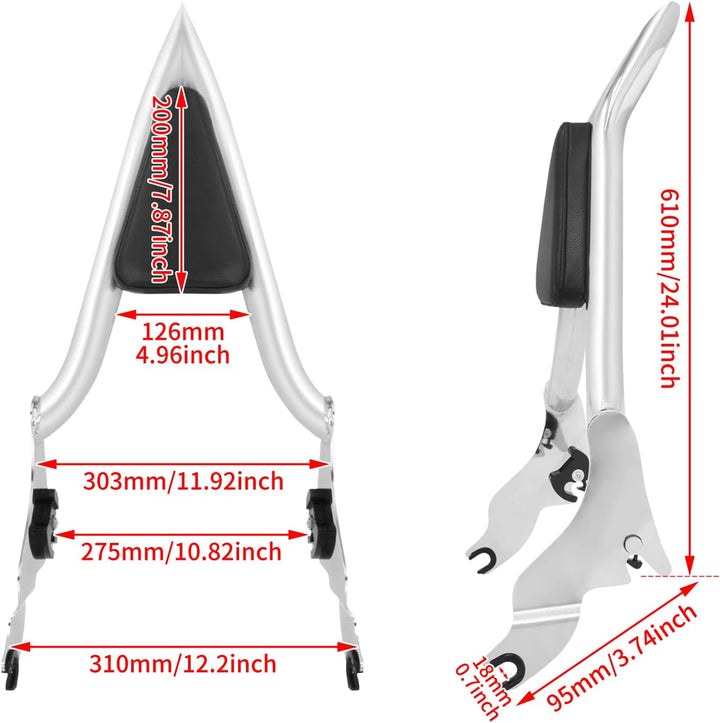 HCmotorku Motorrad Abnehmbare Beifahrer-Rückenlehne hinten Sissy Bar mit Kissen Pad passend für Harl
