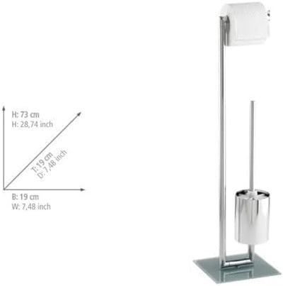 WENKO Stand WC-Garnitur Quadro - WC-Bürstenhalter, Vierkantrohr, Stahl, 23.5 x 72.5 x 18.5 cm, Chrom