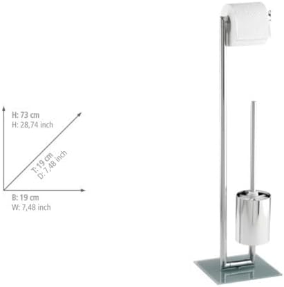 WENKO Stand WC-Garnitur Quadro - WC-Bürstenhalter, Vierkantrohr, Stahl, 23.5 x 72.5 x 18.5 cm, Chrom