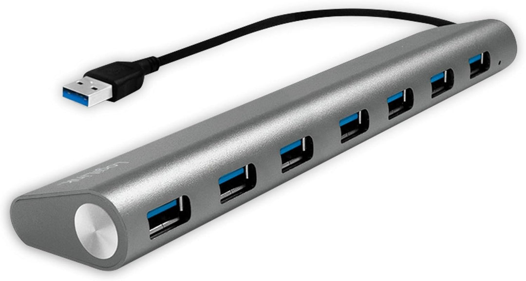 LogiLink UA0308 USB 3.0 Hub für PC/Laptop, 7-Ports Aluminiumgehäuse Silber USB 3.0 7-Port, USB 3.0 7