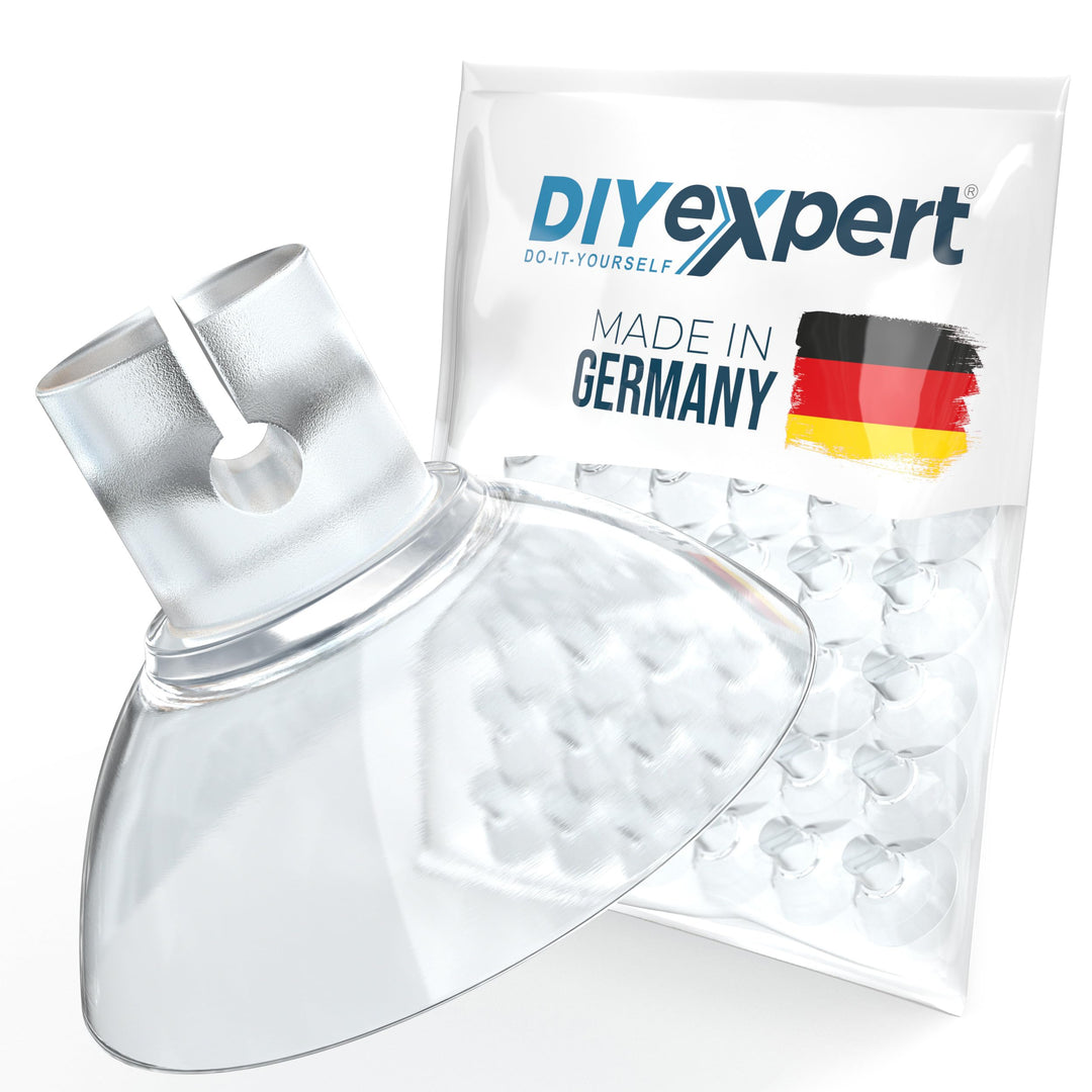 100 x Saugnapf für Lichterkette, Made in Germany, Saugnäpfe mit Kabel-Schlitz, Ideal als Befestigung