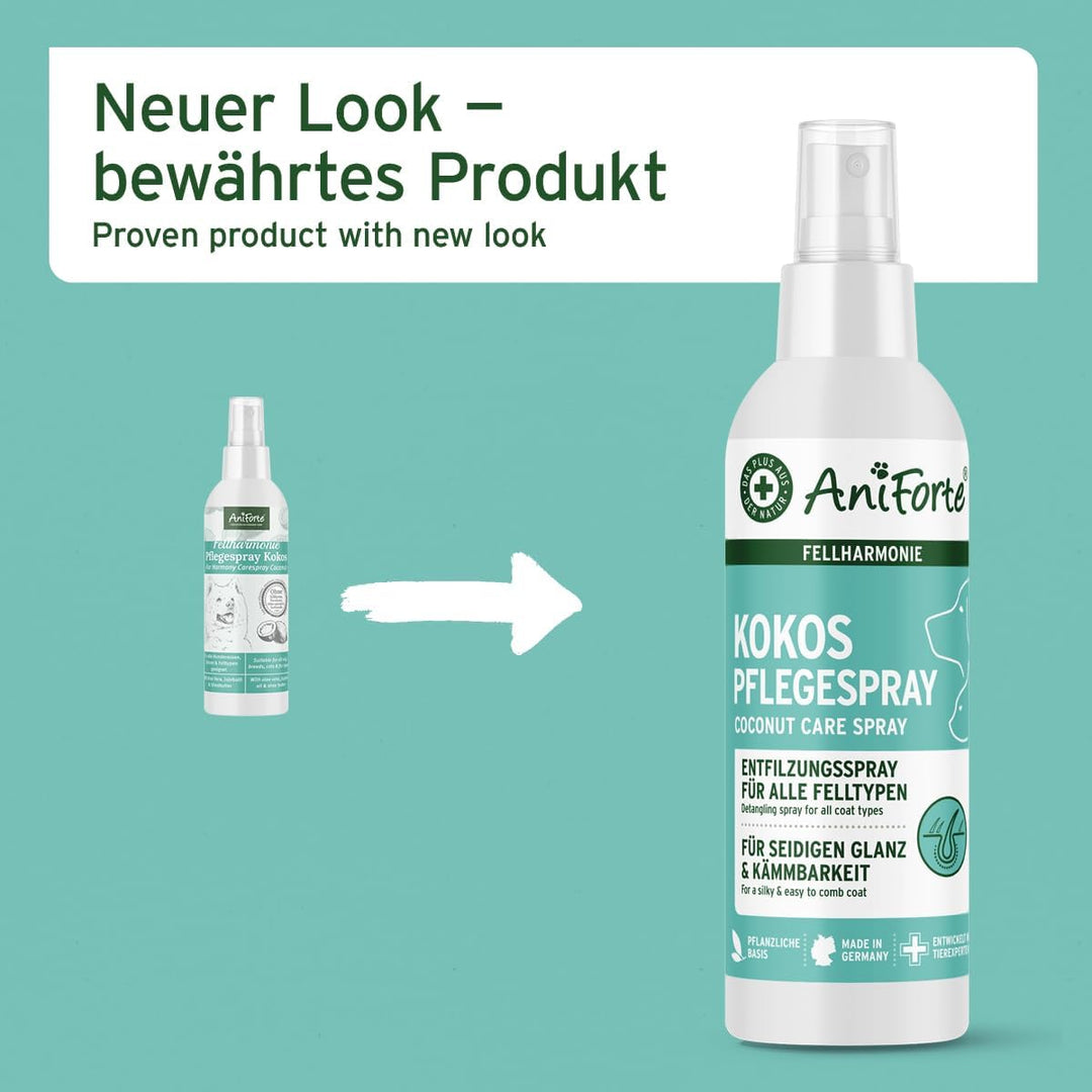 AniForte Fellharmonie Pflegespray Kokos 200 ml – Sanfte Fellpflege für Hunde & Katzen, Entfilzungssp