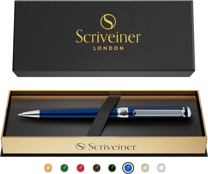 Scriveiner Kugelschreiber Midnight Blue - Hochwertiger Design Kugelschreiber in Mitternachtsblau mit