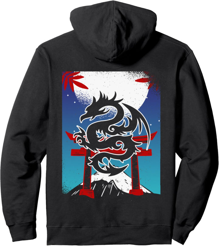 Japanischer Drache Torii Tor Landschaft Pullover Hoodie