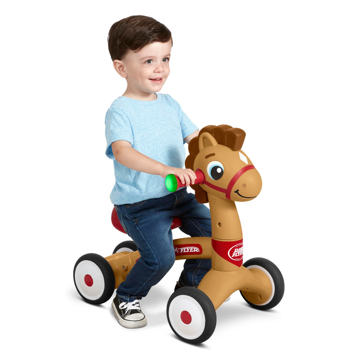 Radio Flyer Lil' Racers: Percy das Pony, Reitspielzeug für Kleinkinder von 1 bis 3 Jahren Braun, Bra