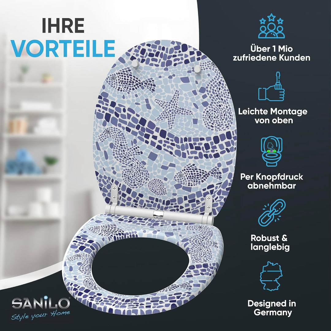 Sanilo WC-Sitz mit Absenkautomatik I Hochwertiger Toilettensitz aus Holz I Toilettendeckel in versch