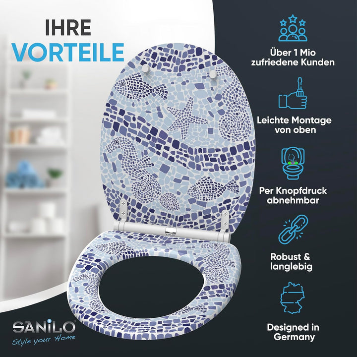 Sanilo WC-Sitz mit Absenkautomatik I Hochwertiger Toilettensitz aus Holz I Toilettendeckel in versch