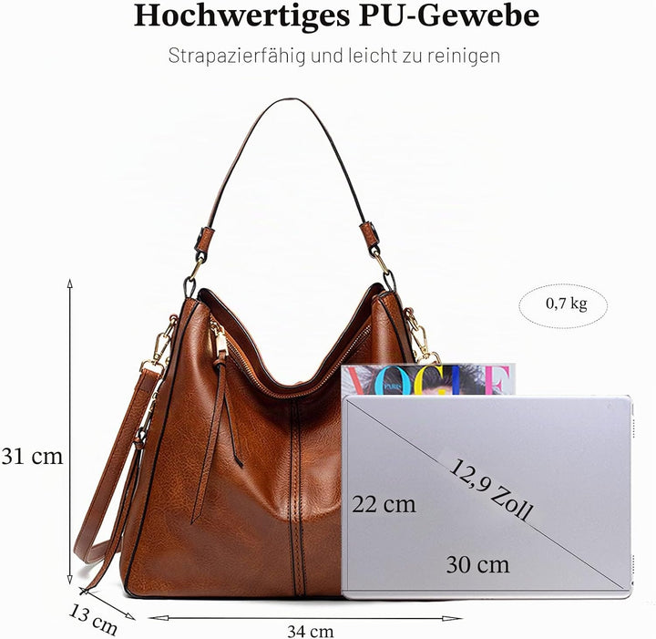 FANDARE Damen Handtasche Frauen Umhängetaschen Schultertasche PU Leder Tote Beutel Schultertasche fü