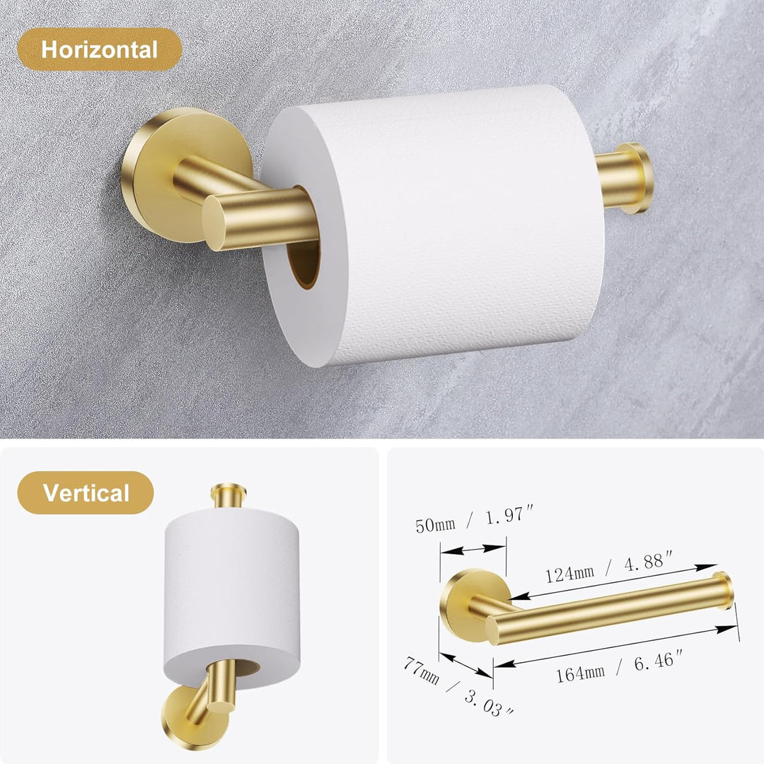 Badezimmer-Hardware-Set, goldfarbener Edelstahl, 4-teilig, inklusive Handtuchstangen, Papierhandtuch