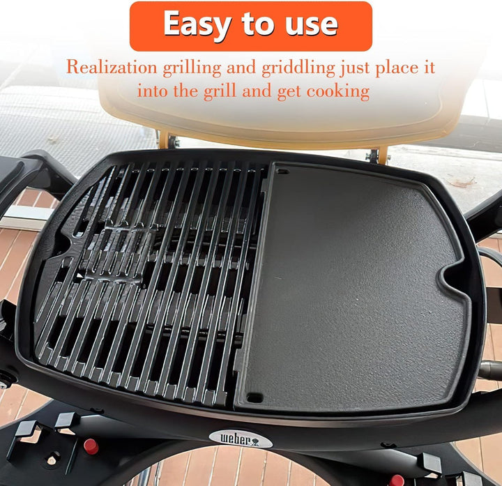 GFTIME 6558 Gusseisen Grillplatte für Weber Q100 Q120 Q1000 Q1200 Series, 32 x 22cm Gusseisen Griddl