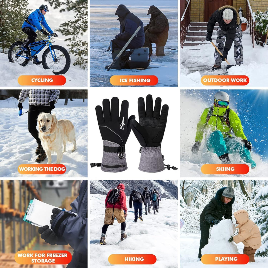 Telguua Beheizbare Handschuhe Wasserdicht mit 7.4V 5500mAh Akku für Herren Damen,3 Temperaturstufen/