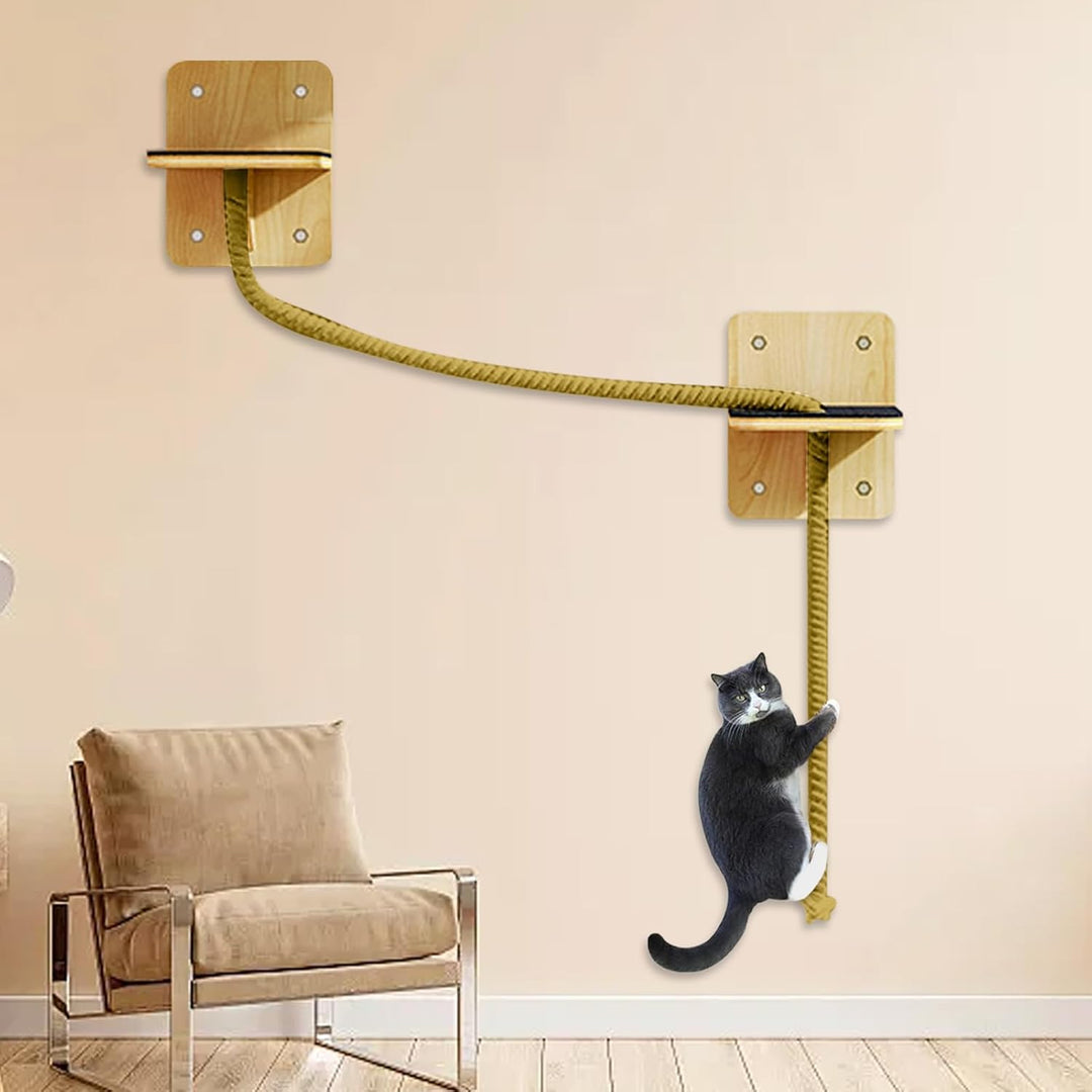 Katzenkletterseil - Katzenseil Wandmontiertes Klettertau - mit Saugnapf-Befestigungszubehör, Einfach