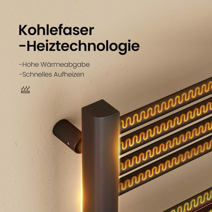EMKE Handtuchheizkörper Elektrisch 960 x 540 mm, Elektrischer Badheizkörper mit Touchschalter Timer,