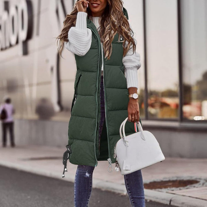 Chanpning Weste Damen Lang Winter Plus Size Long-Steppweste Lässige Pufferjacke Oversize Steppweste