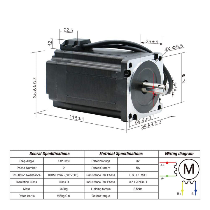 8.5N Set 3 Kit CNC NEMA34 Motor mit geschlossenem Regelkreis 86HSE 6A Hybrid Nema 34 HBS86H &amp; 400W D