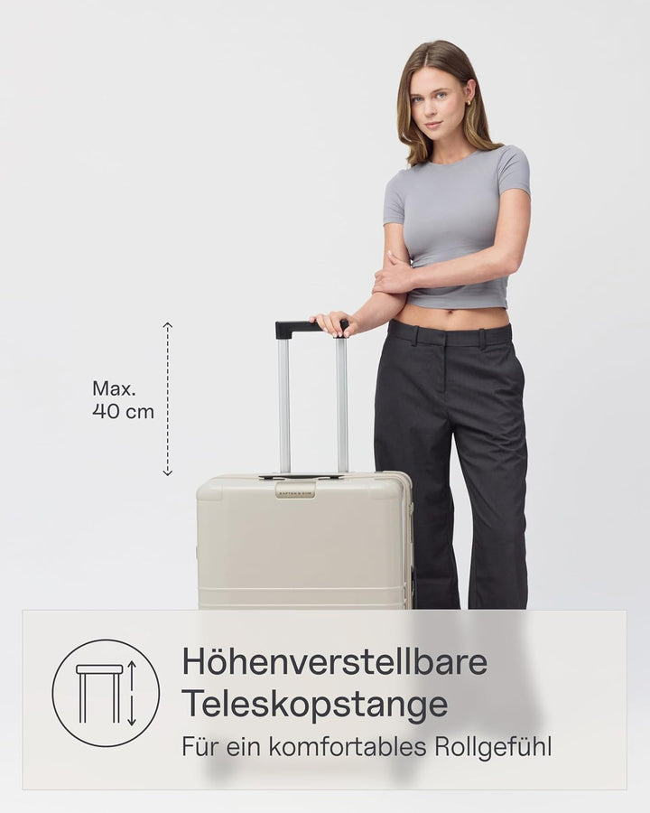 Kapten & Son Koffer Heathrow Essential Check-In Sandstone 82 L | Hartschalenkoffer Gross Beige mit s