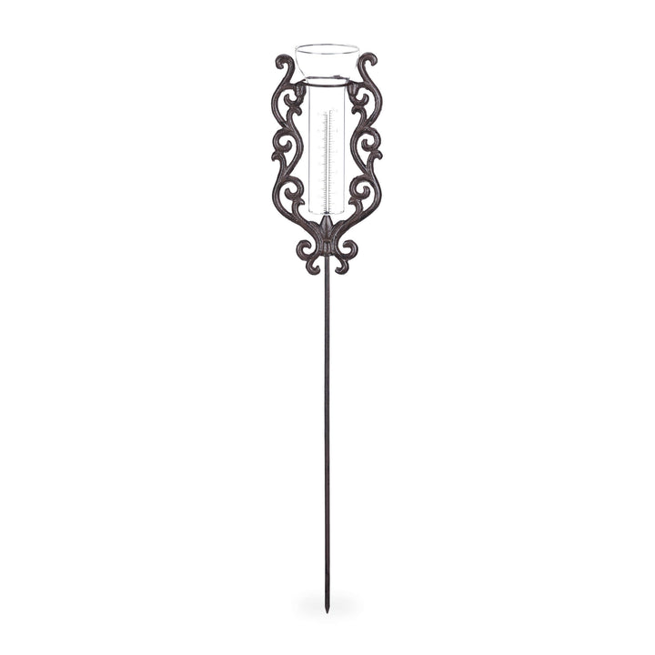 Relaxdays Regenmesser Vintage, mit Erdspiess, Niederschlagsmesser, antik, 12 cm, 5 inch, Glas, Metal