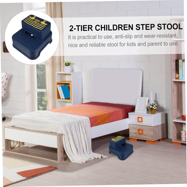 TOYANDONA Rutschfester 2-stufiger Tritthocker aus Pp und TPE für Kinder mit Glatten Kanten für Badez