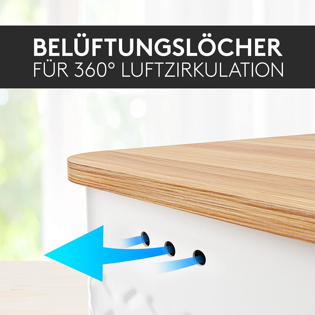 DIVARØ Brotkasten – Brotbox mit Bambusdeckel [2in1 Funktion] – Aus Karbonstahl für lange Frische – N