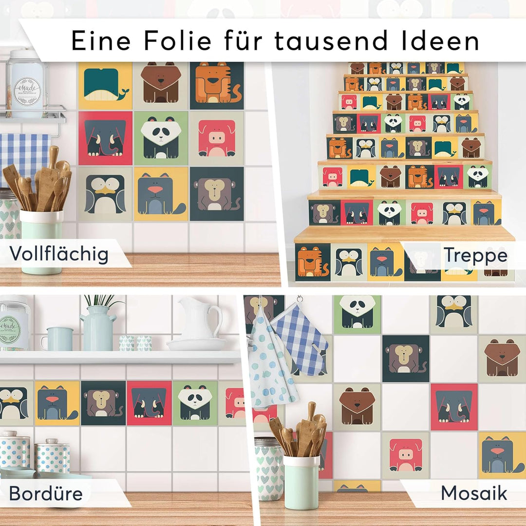 50 Stück Fliesenfolie für Küche und Bad 15x15 cm - Klebefliesen, Mosaikfliesen - Stickerfliesen, Fli