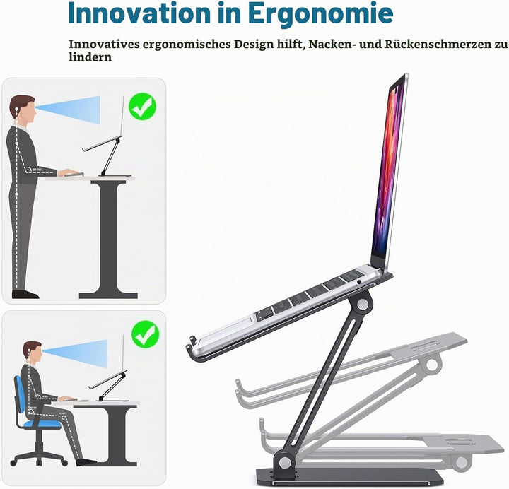OMOTON Aluminium Laptop Ständer Höhenverstellbar, Ergonomischer Faltbarer Notebook Ständer, Laptop H