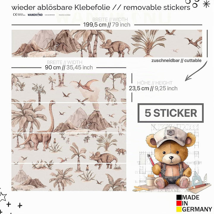 WANDKIND Aufkleber für IKEA KURA Kinderbett Hochbett Klebefolie Möbelfolie Sticker Kinderzimmer Dino