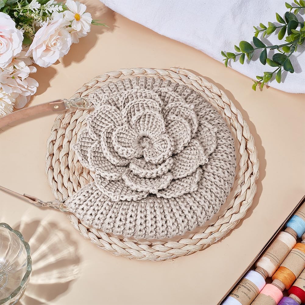 FREEBLOSS Häkeltaschen-Set für Anfänger mit Schritt-für-Schritt-Videos Stricktasche mit Blumen