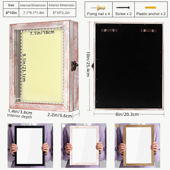 TJ. MOREE Shadow Box Rahmen 8 x 10 Blume Shadowbox Display Case Bilderrahmen mit Leinen zurück Memor