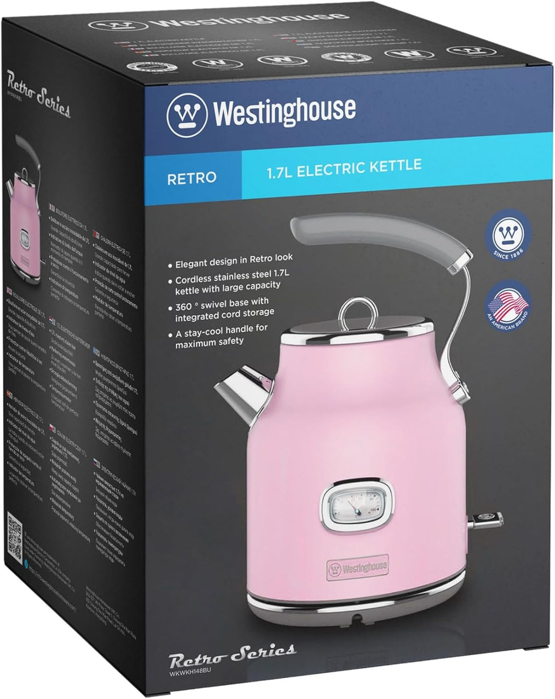 Westinghouse Retro Wasserkocher Kocher Für Wasser Mit Temperatur & Wasserstandsanzeige, Mit Kalkfilt