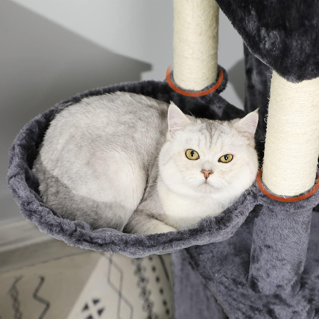 MSmask Kratzbaum gross 153 cm hoch, Katzenbaum für Gross Katzen mit 2 grosser Plattform, gross Höhle