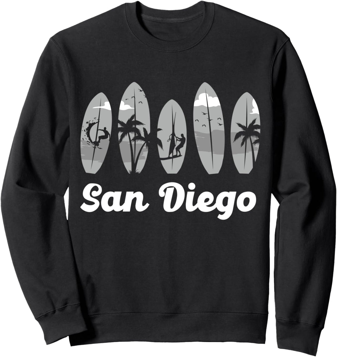 San Diego Surfbrett Surfer Surfboard Bootfahrer Sommer Sweatshirt