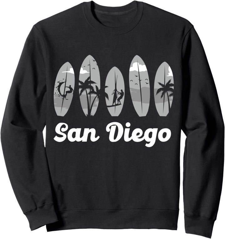 San Diego Surfbrett Surfer Surfboard Bootfahrer Sommer Sweatshirt