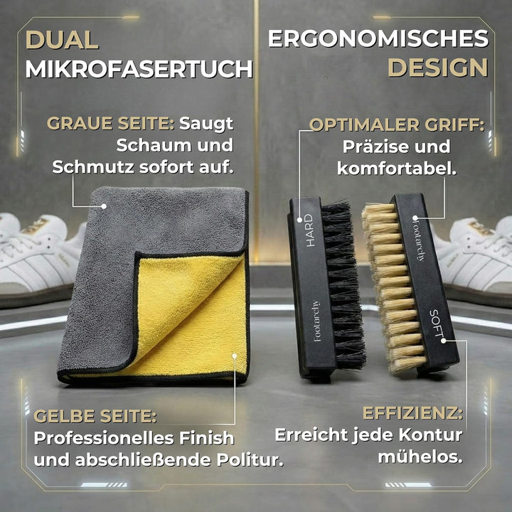 Schuhreinigungsset Profi – 150ml Reinigungsschaum, Schuhreiniger & Sneaker Cleaner Set mit 2 Bürsten