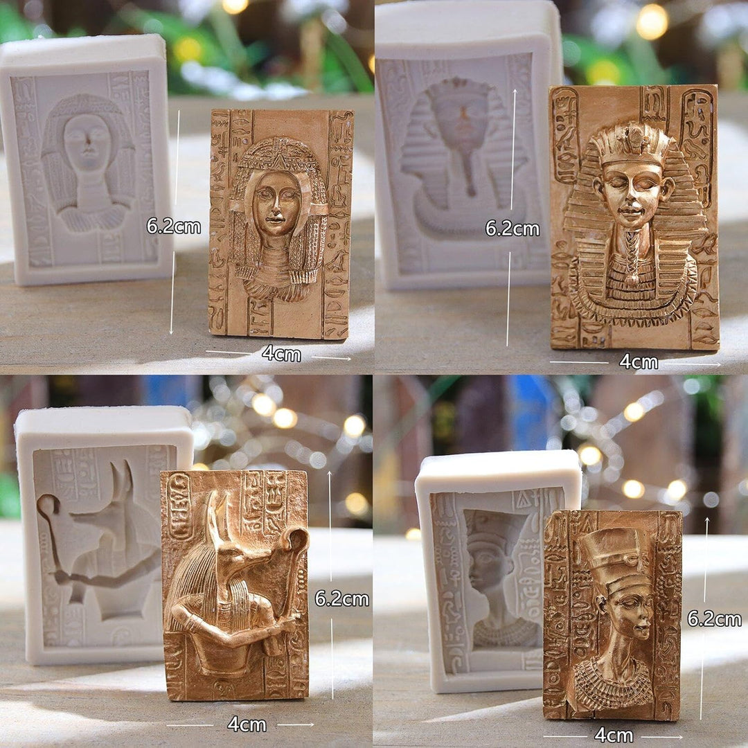 Ägypten Sphinx Pharaoh Silikonform 4 Stück Pharaoh Göttin Form Süssigkeitenform für Polymer Clay Süs