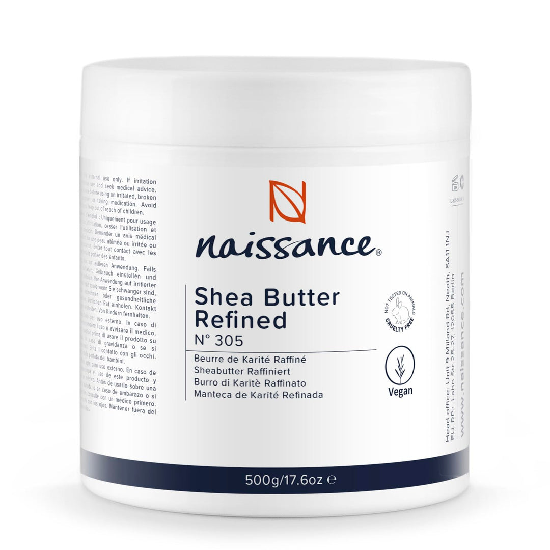 Naissance Raffinierte Sheabutter (Nr. 305) - 500g - Raffiniert Shea Butter für Kosmetik, Gesicht, Ha