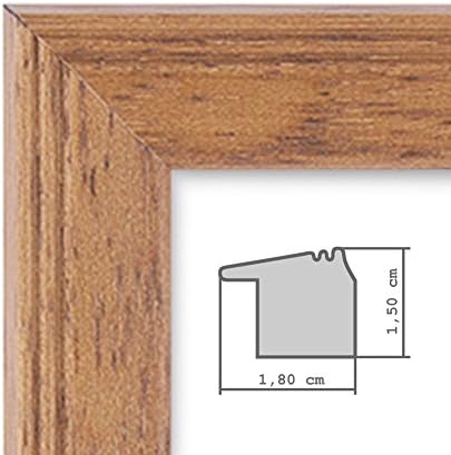 PHOTOLINI Bilderrahmen-Set Holz Eiche-Optik Landhaus-Stil, 5er Set Holz-Rahmen, Made in Germany, Ech