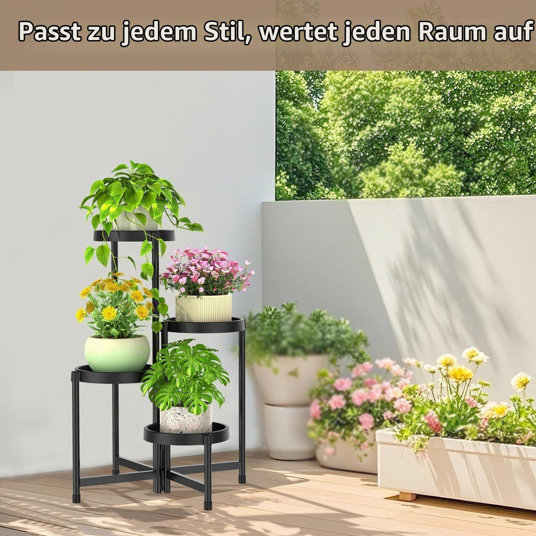 4-Stufiger Zusammenklappbarer Pflanzenständer für den Innenbereich für Mehrere Grosse Pflanzgefässe,