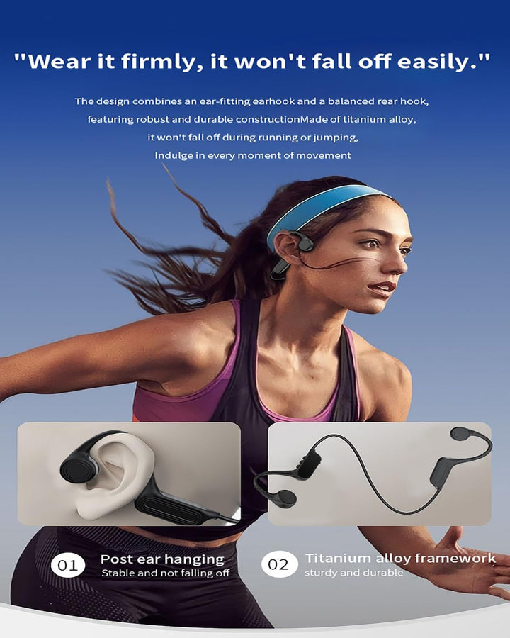 GKEAPZA Knochenleitungskopfhörer mit Bluetooth 6.0, IPX5, schweissresistente Sport-Ohrhörer, geeigne