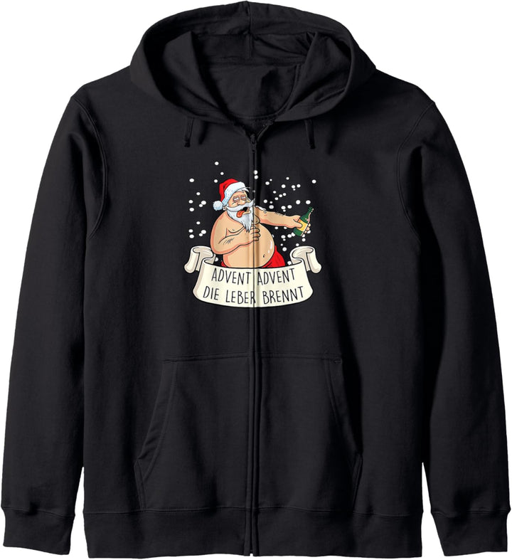 advent advent die leber brennt, lustiger bier weihnachtsmann Kapuzenjacke