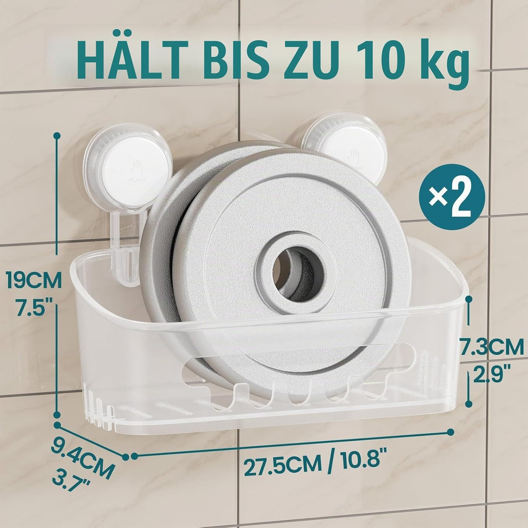 TAILI Duschkorb mit Saugnapf, 2er-Pack, strapazierfähiger Duschorganizer für das Badezimmer, abnehmb