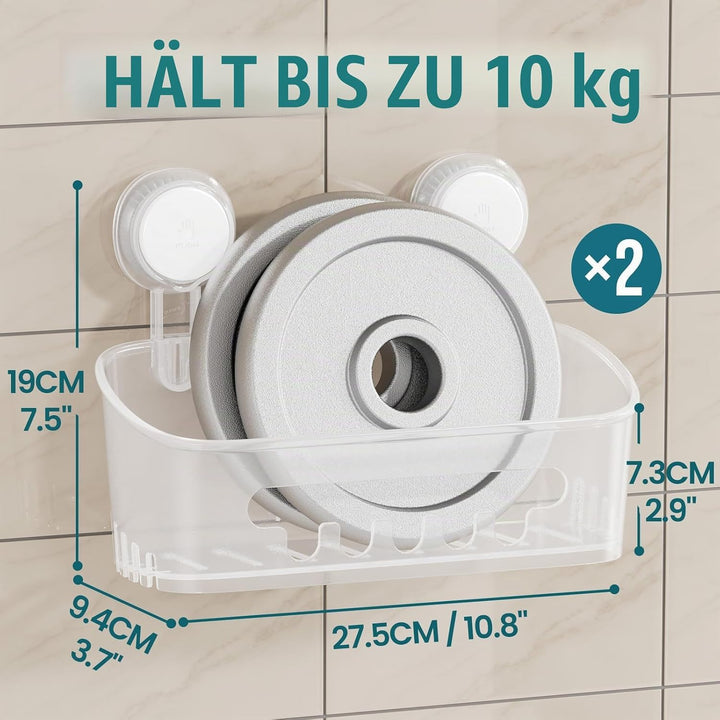 TAILI Duschkorb mit Saugnapf, 2er-Pack, strapazierfähiger Duschorganizer für das Badezimmer, abnehmb