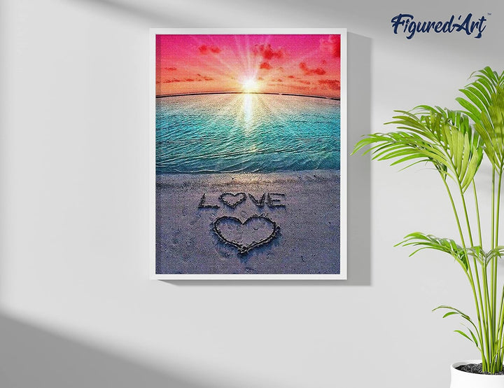 Figured'Art Diamond Painting Erwachsene 40x50cm Ganze Leinwand gerollt Liebe auf dem Sand 5D Bilder