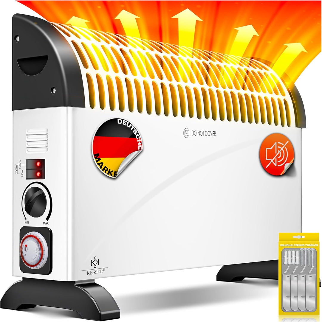 KESSER Konvektor 2000 Watt Heizgerät, 24h Timer | stufenlose Thermosteuerung | Turbo Heizung | 3 Stu