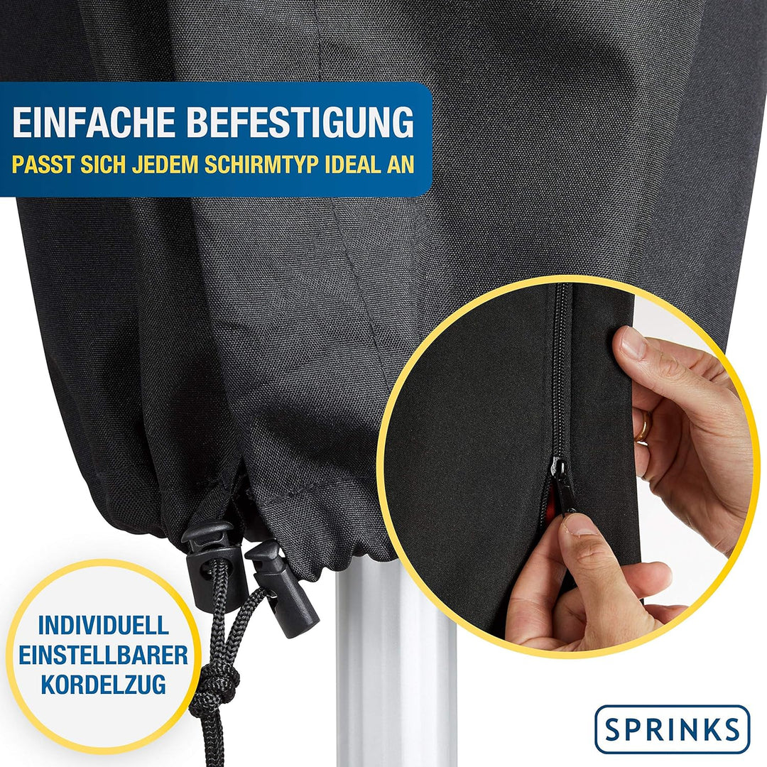 SPRINKS® Sonnenschirm Schutzhülle bis Ø 300cm - Reissfeste Sonnenschirmhülle mit UV Schutz - Wetterb