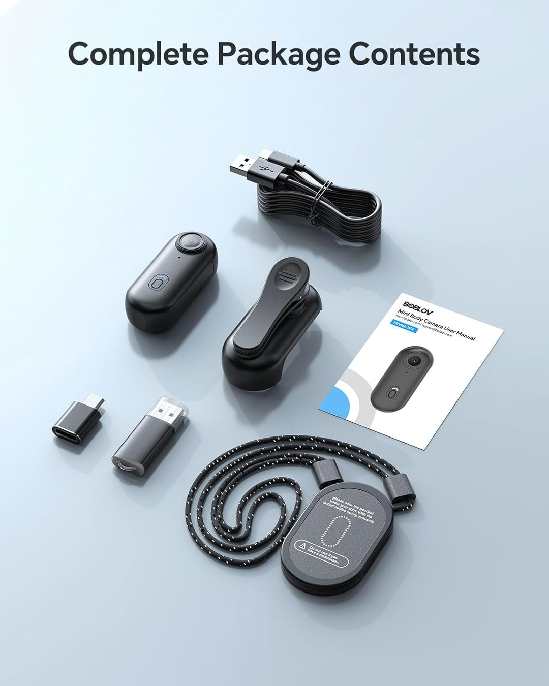 BOBLOV W4 4K Bodycam Körperkamera Mini, Body Cam mit 360° drehbarem Clip und Magnetclip, 90 Minuten